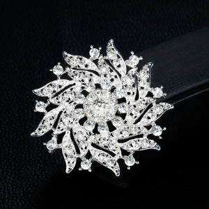 Crystal Rhinestone Flower Brooch Pin for Wedding Bridal Party