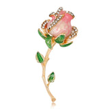 Rose Flower Brooch Crystal Rhinestones Women Dress Scarf Brooch Pin AL234