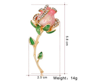 Rose Flower Brooch Crystal Rhinestones Women Dress Scarf Brooch Pin AL234