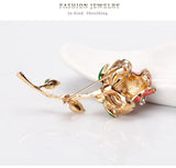 Rose Flower Brooch Crystal Rhinestones Women Dress Scarf Brooch Pin AL234