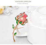 Rose Flower Brooch Crystal Rhinestones Women Dress Scarf Brooch Pin AL234
