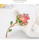Rose Flower Brooch Crystal Rhinestones Women Dress Scarf Brooch Pin AL234