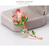 Rose Flower Brooch Crystal Rhinestones Women Dress Scarf Brooch Pin AL234