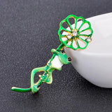Green Enamel Frog Brooch Pin Women's Cartoon Scarf Pin Bridal Hijab Accessory