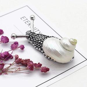 Natural Shell Snail Brooch Pendant Charms for DIY Jewelry Making