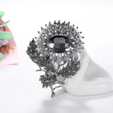 Vintage Sunflower Crystal Brooch Women Alloy Rhinestone Leaves Pin