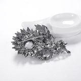 Vintage Sunflower Crystal Brooch Women Alloy Rhinestone Leaves Pin
