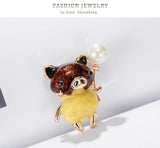 Enamel Pearl Pig Brooch Animal Pin Badge Gift For Kids