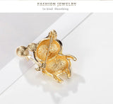 Enamel Pearl Pig Brooch Animal Pin Badge Gift For Kids