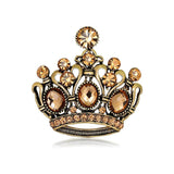 Vintage Crystal Crown Brooch Shining Rhinestone Pin