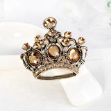 Vintage Crystal Crown Brooch Shining Rhinestone Pin