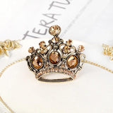 Vintage Crystal Crown Brooch Shining Rhinestone Pin