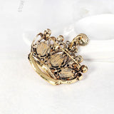 Vintage Crystal Crown Brooch Shining Rhinestone Pin