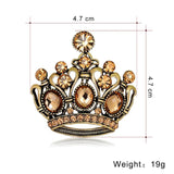 Vintage Crystal Crown Brooch Shining Rhinestone Pin