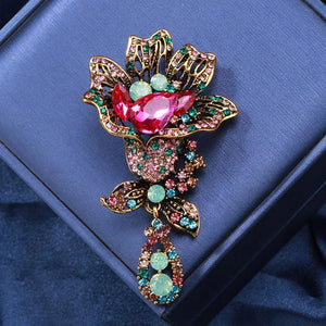 Vintage Crystal Flower Brooches Rhinestone Alloy Wedding Party Clothing Pins