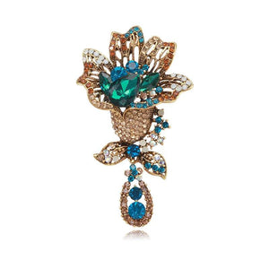 Vintage Crystal Flower Brooches Rhinestone Alloy Wedding Party Clothing Pins