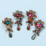 Vintage Crystal Flower Brooches Rhinestone Alloy Wedding Party Clothing Pins
