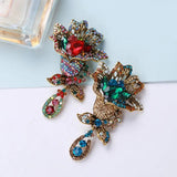Vintage Crystal Flower Brooches Rhinestone Alloy Wedding Party Clothing Pins