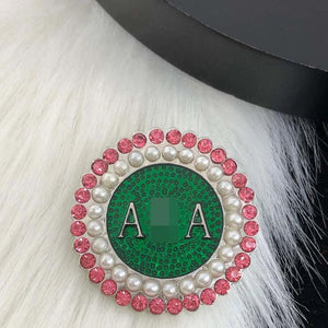 Greek Letter Pin Brooch Pink Green Pearl Jewelry