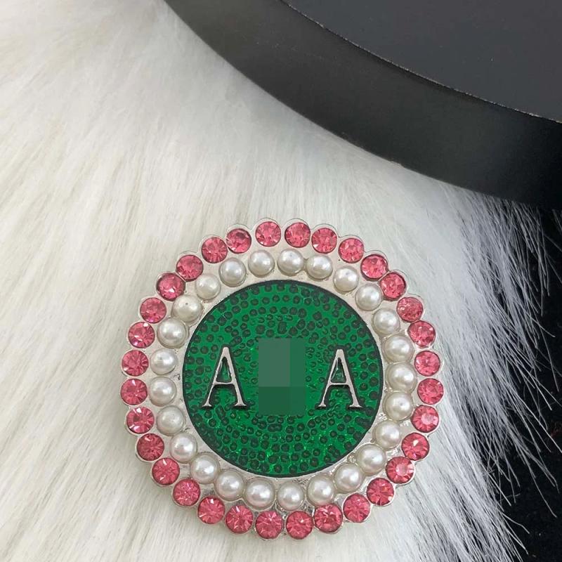 Greek Letter Pin Brooch Pink Green Pearl Jewelry
