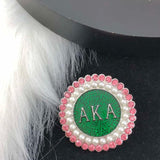 Greek Letter Pin Brooch Pink Green Pearl Jewelry