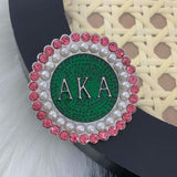 Greek Letter Pin Brooch Pink Green Pearl Jewelry