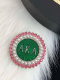 Greek Letter Pin Brooch Pink Green Pearl Jewelry