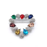 Zircon Glass Flower Brooch Coat Sweater Brooch Silk Scarf Buckle