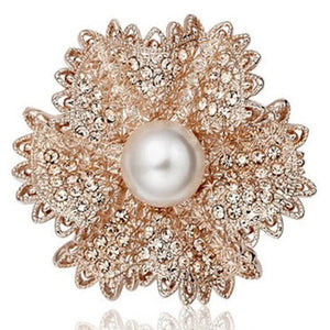 Rhinestone Freshwater Pearl Flower Brooch Bohemian Wedding Party