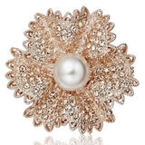 Rhinestone Freshwater Pearl Flower Brooch Bohemian Wedding Party