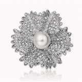 Rhinestone Freshwater Pearl Flower Brooch Bohemian Wedding Party