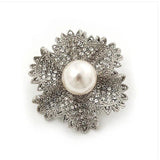 Rhinestone Freshwater Pearl Flower Brooch Bohemian Wedding Party
