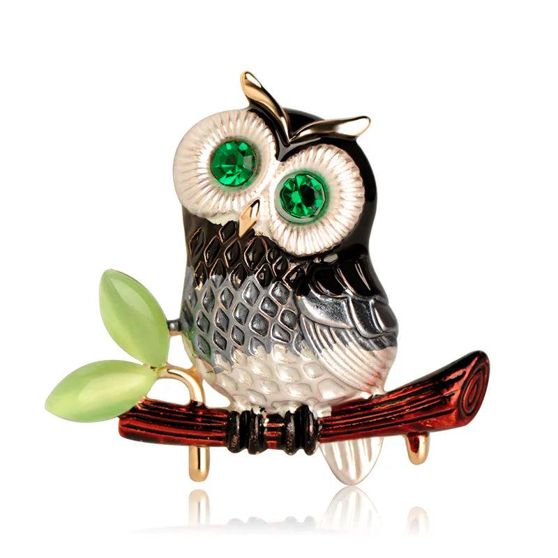 Owl Shape Opal Crystals Red Brooches