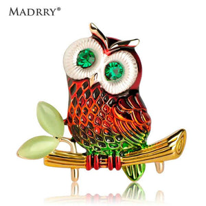 Owl Shape Opal Crystals Red Brooches