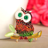 Owl Shape Opal Crystals Red Brooches
