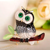 Owl Shape Opal Crystals Red Brooches
