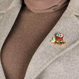 Owl Shape Opal Crystals Red Brooches