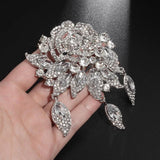 Transparent Rhinestone Rose Brooch for Bridal Dress