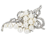 Geometric Scarf Pin Silver Natural Pearl Brooch