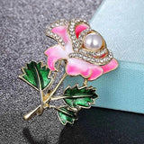 Pearl Rose Flower Brooch Women's Hijab Pin Wedding Scarf Accessory