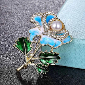 Pearl Rose Flower Brooch Women's Hijab Pin Wedding Scarf Accessory