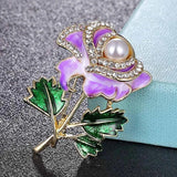 Pearl Rose Flower Brooch Women's Hijab Pin Wedding Scarf Accessory