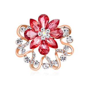 Rhinestone Crystal Flower Brooch Pin Scarf Clip AH163