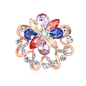 Rhinestone Crystal Flower Brooch Pin Scarf Clip AH163