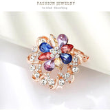 Rhinestone Crystal Flower Brooch Pin Scarf Clip AH163