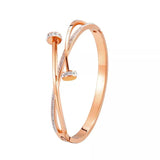 Crystal Nail Head Cross Stainless Steel Bracelet For Woman