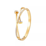 Crystal Nail Head Cross Stainless Steel Bracelet For Woman