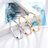 Crystal Nail Head Cross Stainless Steel Bracelet For Woman