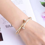 Crystal Nail Head Cross Stainless Steel Bracelet For Woman