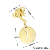 A-Z Initials Pendant Brooch Bow Tie DIY Lapel Pin Denim Round Brooch